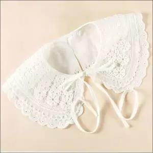 3단 펀칭 레이스 넥카라 블라우스 이너 레이어드 가짜 카라 페이크