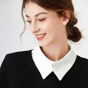 진주 단추 쉬폰 탈부착 카라 레이어드 넥 이너 블라우스 목 카라티