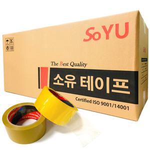 소유 박스테이프 러버 50M 80M OPP 포장용 택배 사무 투명 황색 1BOX
