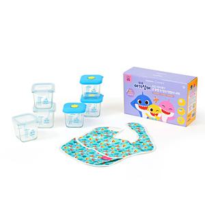 글라스락 핑크퐁 아기상어 큰용량 방수턱받이 세트, 1개