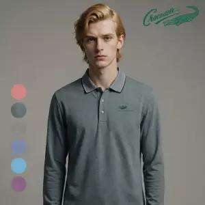 [크로커다일] 투톤 피케조직 자카드 카라티셔츠 CDAAATP1702