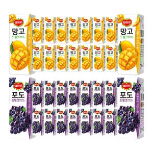 (빠르미쇼핑) 델몬트 망고 포도 190ml 32개 드링크팩 종이팩음료수 팩음료 팩주스 2종
