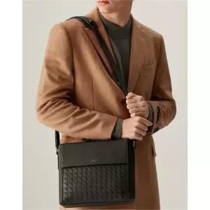 [롯데백화점]닥스 액세서리 [GRID Ⅱ] 블랙 그리드패턴 소가죽 크로스백 DBBA5E263