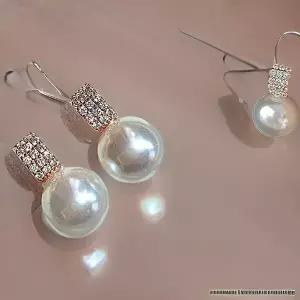 [하프클럽/]여자 진주 실버 결혼 12mm 큐빅 신부 귀걸이