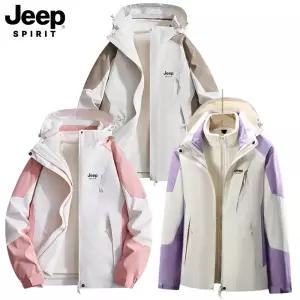 JEEP SPIRIT 남여공용 플리스세트 3in1 후드 바람막이 점퍼 집업 아웃도어 바람막이+후리스 캠핑 여성 남성 커플 남자 여자1818s