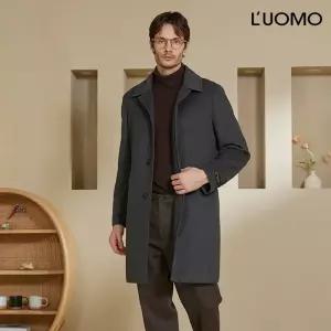 [워모] 워모 남성 울 캐시미어 블렌딩 퀼티드 트리밍 코트 그레이