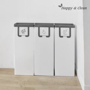 해피앤크린 57리터 분리수거함 나눔이 블랙 3개/사무실/회사/학교/재활용/쓰레기분리/원룸/원터치/공간활용
