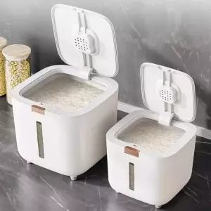 10kg 곡식용기 원터치  내부 투명창 진공 이중밀폐 공기차단 쌀통 눈금컵 포함