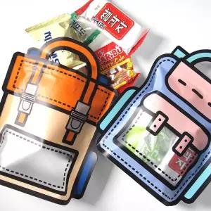 (디자인 랜덤 10개입) 컬러풀 책가방/선물/포장/지퍼백/스탠딩/다용도/비닐/지퍼/홀로그램/파우치/비닐팩