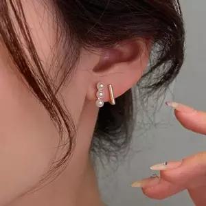 [하프클럽/]패션 인기 여성 예쁜 진주 감성 은침 귀걸이 웨딩 하