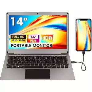 포터블 모니터와 키보드 14인치 1080P FHD 랩독 호환 래즈베리 파이미니 PC폰PC게임 콘솔용 크로우뷰 노트