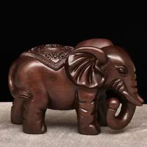 나무 코끼리 장식품 흑단 목조 선물 풍수 인테리어 소품 개업