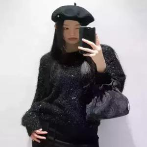 재너럴아이디어 standard 메탈 롱헤어 루즈핏 풀오버 BLACK WBE4L05548