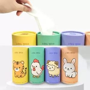 kt 스탠드 캔티슈 50매 (4개 1세트) 2겹 50매 180x130mm 원형 각티슈 휴대용 여행용 티슈 차량용 캔화장지