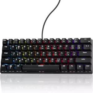 Gaozen 60 유선 기계식 게이밍 키보드 RGB 백라이트 안티 고스팅 컴팩트 61키 미니 키보드(빨간색 스위치