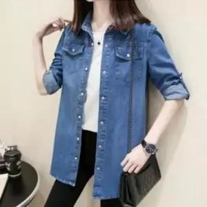 빅사이즈 여성 청 남방 데님 루즈핏 캐주얼 0 Z d w 로미홀리 의류