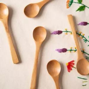 과일나무 티스푼 6P 세트 양식기 우드 커트러리 우드 원목 나무 스푼 티스푼