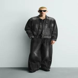 자라 알라마레스 박시핏 데님 재킷 - 먹색