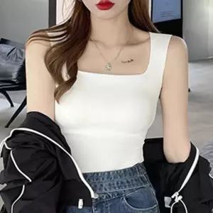 면런닝 스퀘어넥 심리스 나시 탈부착 브라캡 이너 홈웨어