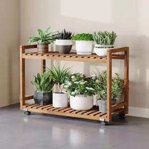 이동식 화분 거치대 실내 식물 베란다 선반 원목 정리대