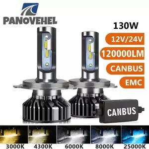 PANOVEHEL 자동차 조명 H4 LED CANBUS LED H7 120000LM 130W H11 헤드라이트 전구 H1 9005 9006 HB3 HB4 43