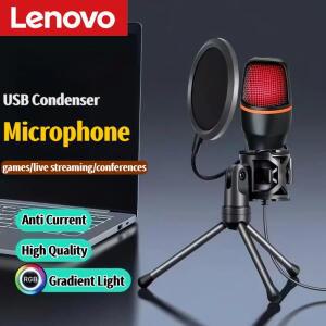 레노버 액티브 스마트 노이즈 캔슬링 테이블 마이크로폰 RGB 그라디언트 USB 플러그 앤 플레이 조절 가능한