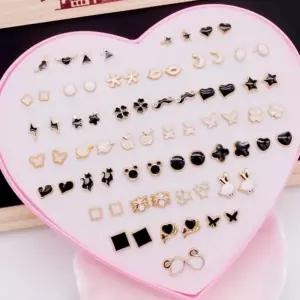 아크릴 침 귀걸이 패션 나비 아크릴 귀걸이 침 선물용 귀여운 여름 하트 심플한 피어싱 데일리 실버 진주