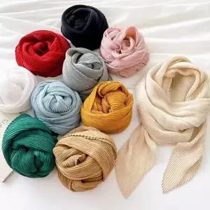 여성 간절기 스카프 주름 단색 무지 여성 플리츠 스카프 머플러