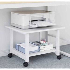 다이 이동식 복합기 수납 컴퓨터 45cm 본체 프린터기 프린터선반 테이블 프린터받침대 이중40 30 3 CM화이트오크