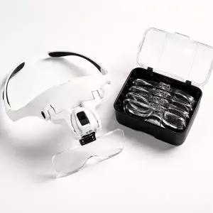 랩앤툴스 휴대용 안경 LED 헤드 확대경 작업 고배율 조명 돋보기 노인 노안 독서