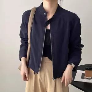 노카라 집업 자켓 스탠드넥 블루종 캐주얼 점퍼 간절기 봄 가을 환절기 데일리 루즈핏 숏자켓 꾸안꾸 오피
