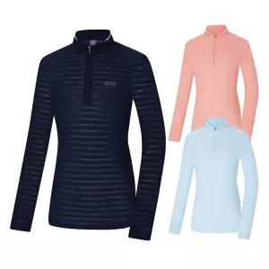 콜핑 여성 하이쿨 스트라이프 등산 긴팔 반집업 티셔츠 2441TK345W