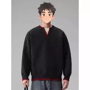 니트 겨울 투피스 스웨터 배색 가디건 기모 코디 남성패션 이너웨어 가짜 트렌드 브이넥 도톰한 DL4