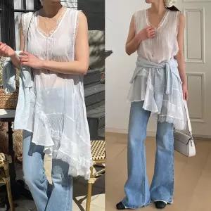 레이스언발원피스 여름 나시 프릴레이어드 원피스