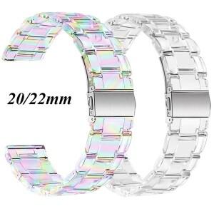 갤럭시 시계 7 6 5 4 3 기어 S3 Active2 밴드 Xiaomi S4 S2 S1 팔찌 용 22mm 투명 수지 스트랩