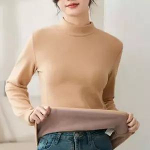 여성 기모 하프넥 폴라 티셔츠 겨울 방한 플리스 이너 목티