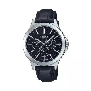 카시오 MTP-V300L-1A 라운드 남성 가죽 아날로그 시계