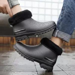 남성 방한 털안감 기모 부츠 아웃도어 숏 레인부츠 털장화