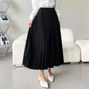 [플리츠] 편안한 롱 밴딩 포치 주름 스커트 롱치마