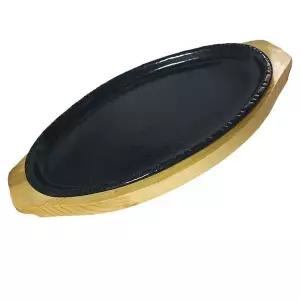 나무밑판 주물 점타원 스테이크판 5호 스테이크팬