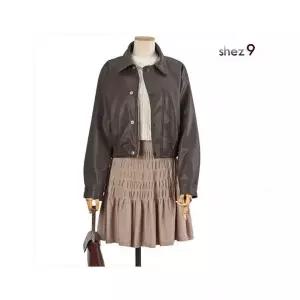 쉬즈나인 쉬즈넘버나인 포브 크롭 카라 라이더 자켓