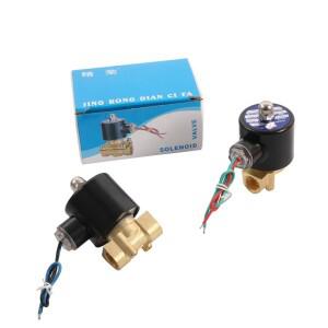 3/8'' 암나사 황동 전기 자석 밸브 DC12V AC220V 정상 닫힘 단방향 솔레노이드 공압 피팅