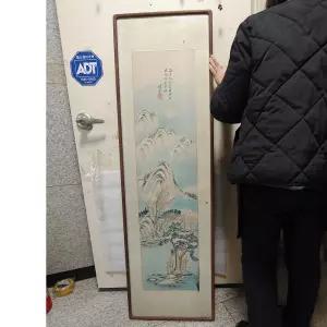하늘빛 산수화액자 중고 액자 동양화 액자 옛날 액자