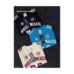 남성 댄디 집업 니트 캐주얼 레터링 프린트 얇은 긴팔 펀칭 블라우스 래쉬가드 상의 스포M1