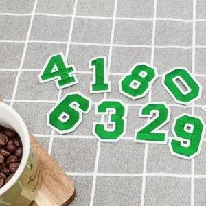 숫자 패치 와펜 자수 의류 리폼 초록 원단 부착 장식 꾸미기 아이템