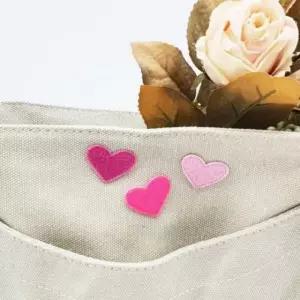 의류 부착용 하트 와펜 자수 패치 가방 모자 포인트 리폼용 분홍