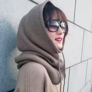 여성 방한 후드 워머 니트 페이크넥 겨울 목도리