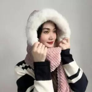 일체형 후드 머플러 장갑 귀도리 겨울 방한 모자 넥워머 여성용