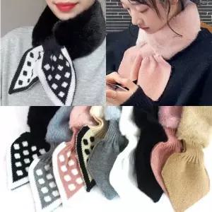 [알티피아]리본 퍼 머플러 고리형 페이크 밍크 목도리 여성 아동 공용 땡땡이