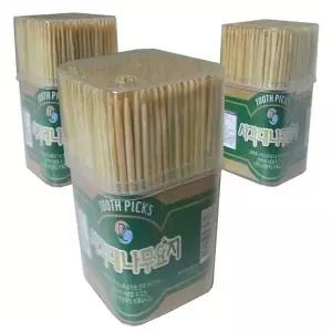 사각통 대나무 요지 이쑤시게 3통 대나무이쑤시개